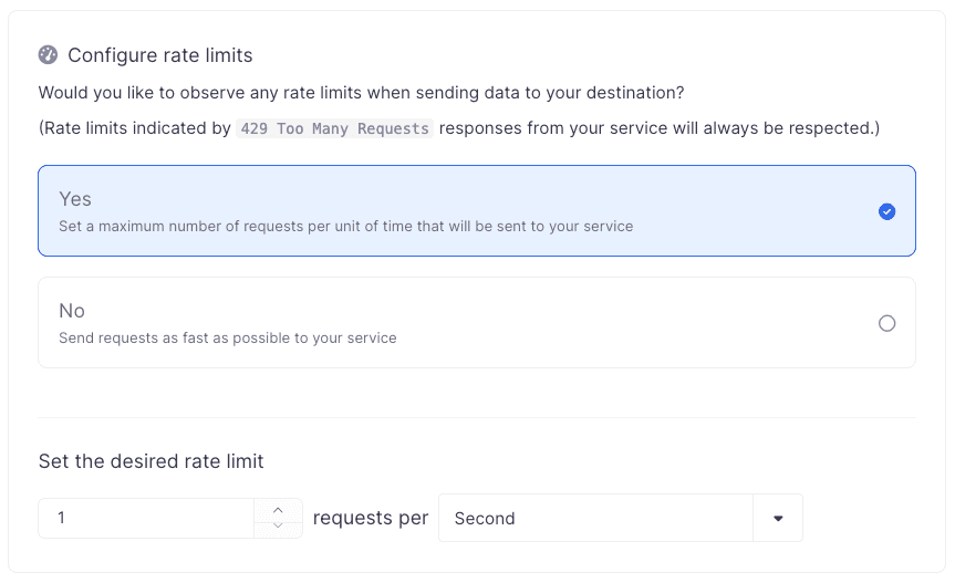 Configure a rate limit for the sync